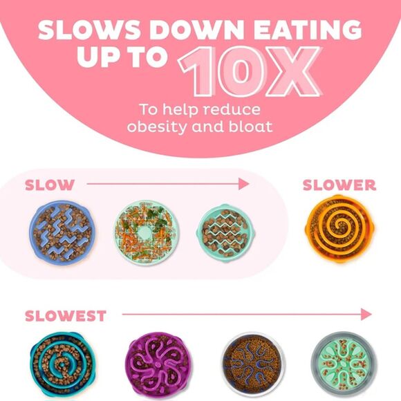 Outward Hound Slo Bowl SMALL Pink Puppy Slow Feeder Anti Bloat Dog Chihuahua - Picture 8 of 8